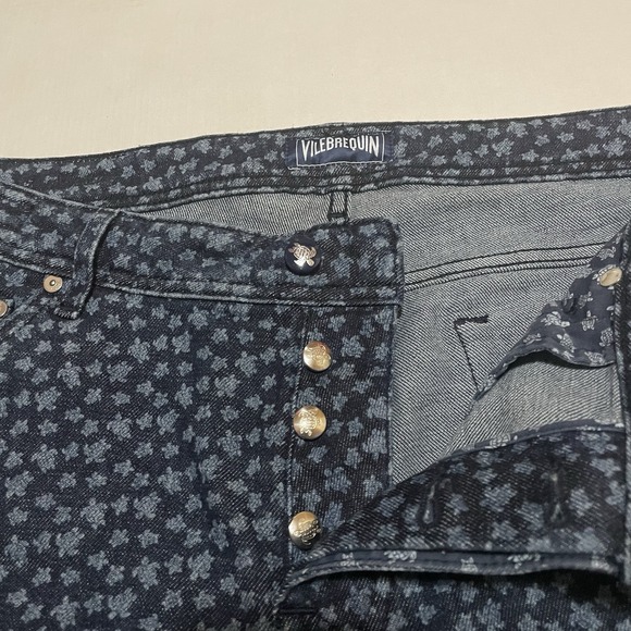 VILEBREQUIN Button Fly Trousers Italy Mens Size 36 X 36 Slim Straight AOP Navy - Picture 3 of 10